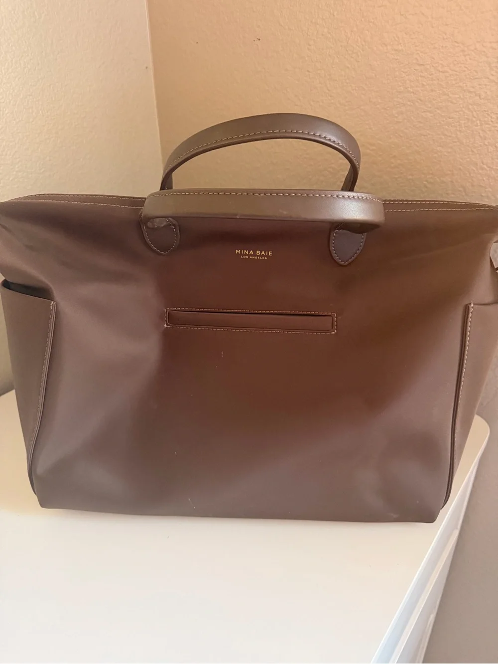 Mina Baie Women's Baby Bag Tote in Dark Brown